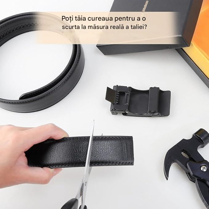 Curea cu blocare automata din piele PU pentru barbati, 3.5x130 cm [5]