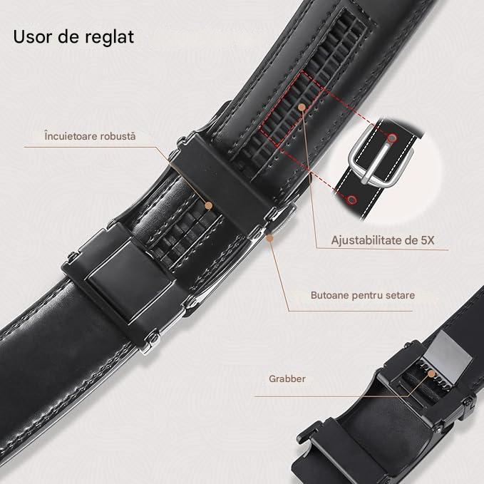 Curea cu blocare automata din piele PU pentru barbati, 3.5x130 cm [4]