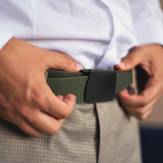 Curea verde militar pentru barbati, cu blocare automata, din material plastic, marime unica [3]