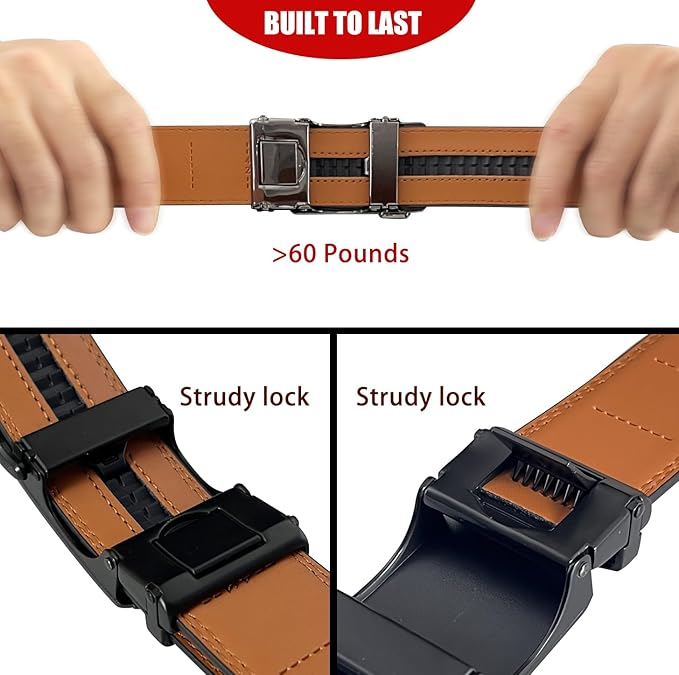 Curea cu blocare automata din piele PU pentru barbati, 3.5x125 cm [5]
