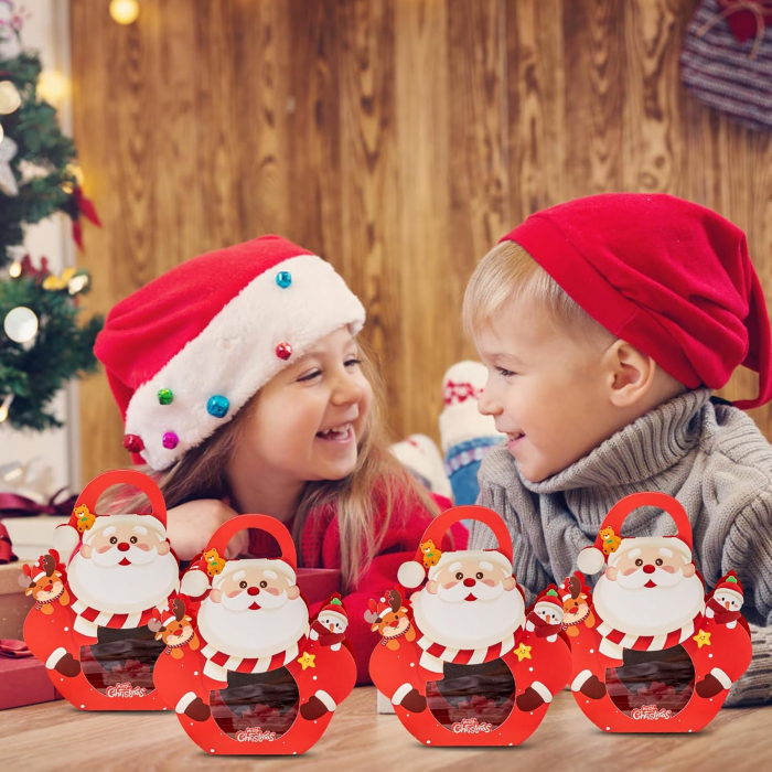 Cutii de prajituri pentru agatat in pomul de Craciun model Mos set 10 bucati [3]