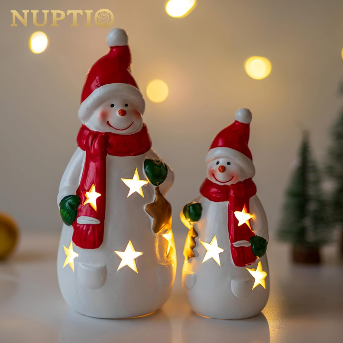 Figurine decorative pentru pom de Craciun cu LED-uri, set 2 piese ceramice [3]