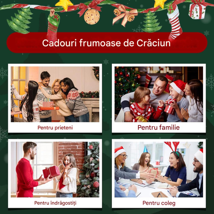 Figurine decorative pentru pom de Craciun cu LED-uri, set 2 piese ceramice [7]