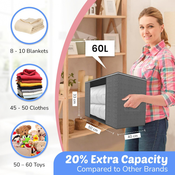 Cutii pliabile de depozitare haine tip dulap 60L, 3 buc  50x40x33 cm [2]