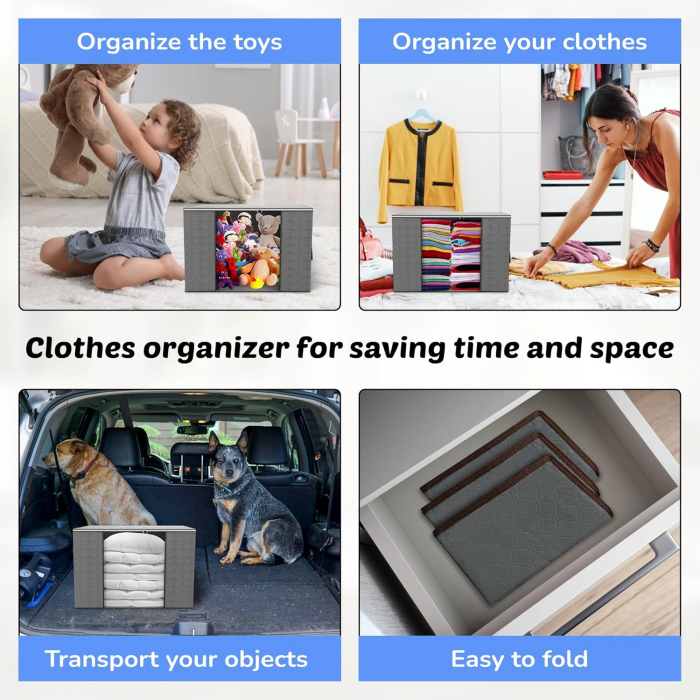 Cutii pliabile de depozitare haine tip dulap 60L, 3 buc  50x40x33 cm [5]