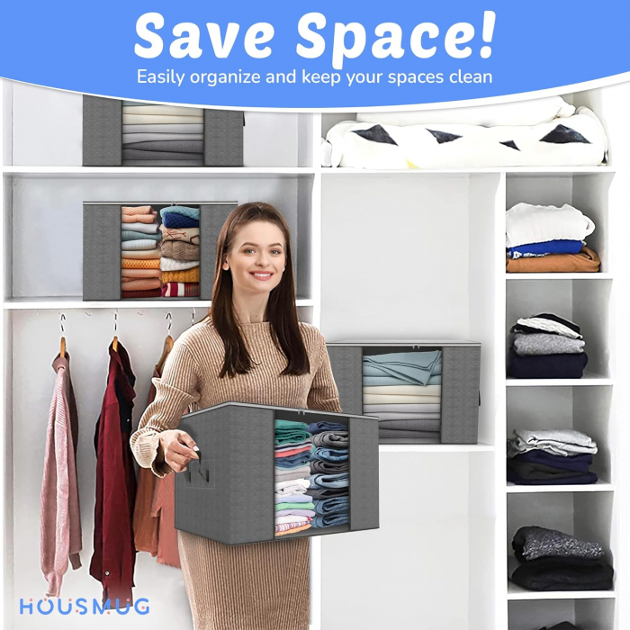 Cutii pliabile de depozitare haine tip dulap 60L, 3 buc  50x40x33 cm [8]