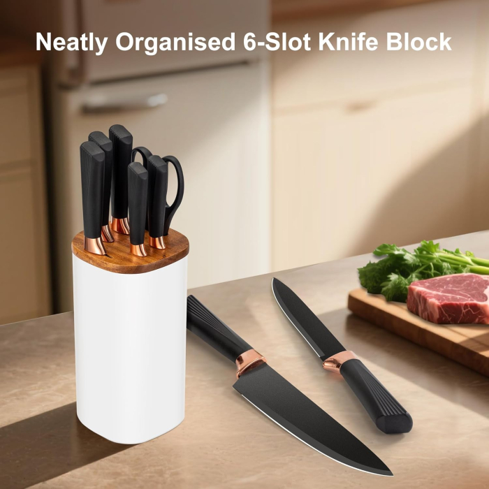 Set de cuțite de bucătărie 6 piese din oțel inoxidabil cu suport asezare [3]