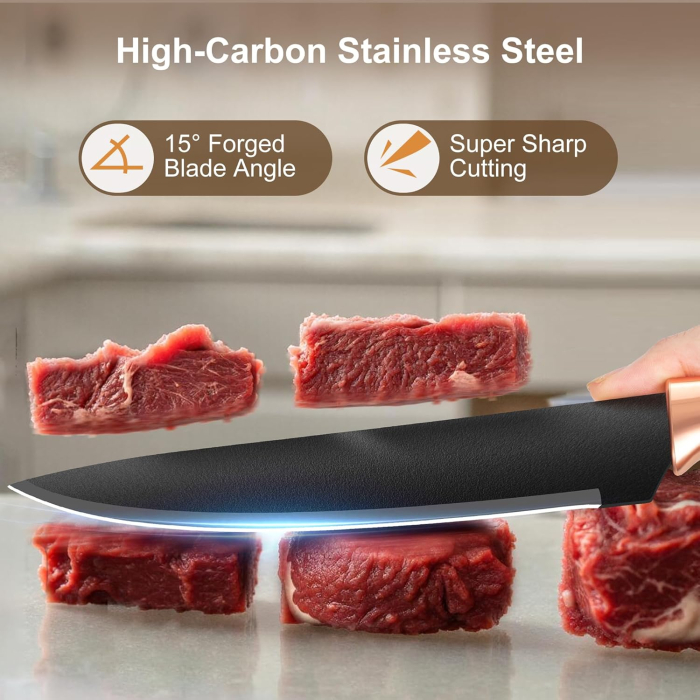 Set de cuțite de bucătărie 6 piese din oțel inoxidabil cu suport asezare [4]