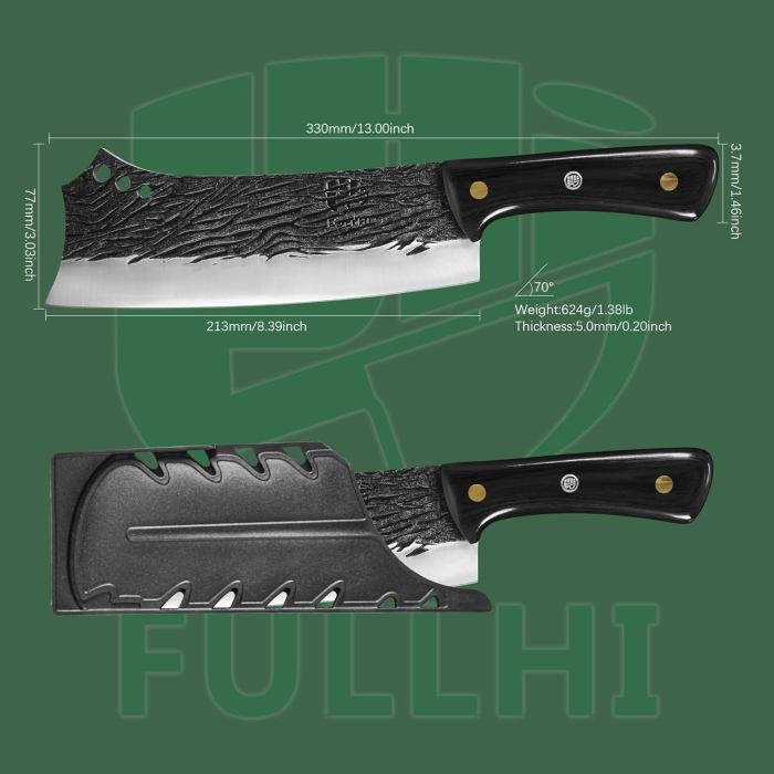 Cutit profesional forjat din otel carbon negru lamă curbata 21.3 cm [2]