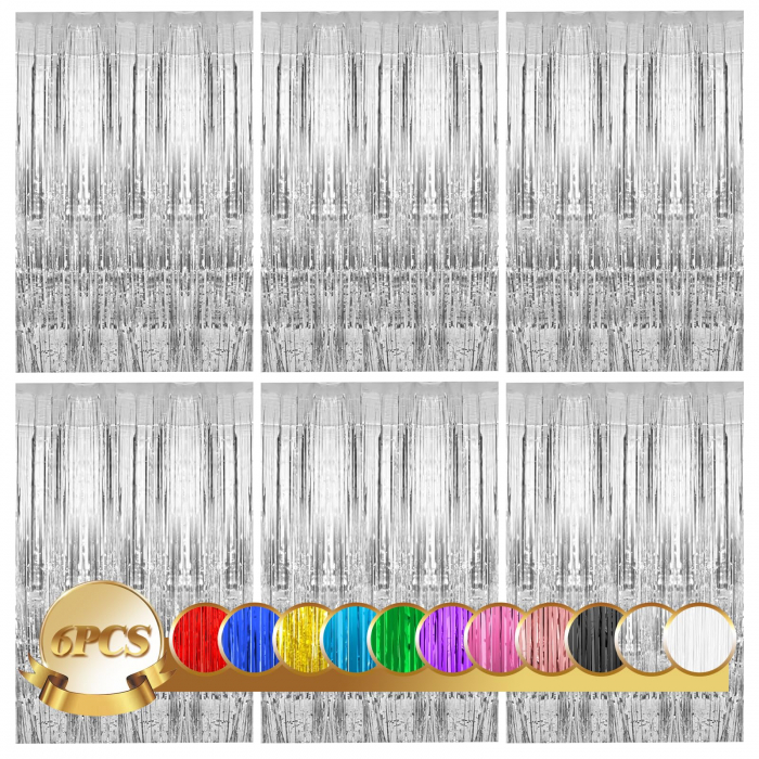 Decor din beteala argintie sclipitoare pentru petreceri 6 buc 1x2 M [1]