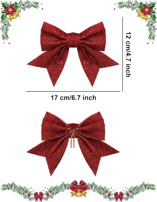 Fundite de Crăciun set de 12 glitter decorațiune – roșu [7]