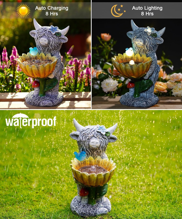 Decoratiune de gradina, terasa, balcon cu LED-uri si panou solar 25.3x13 cm, Vacuta [5]