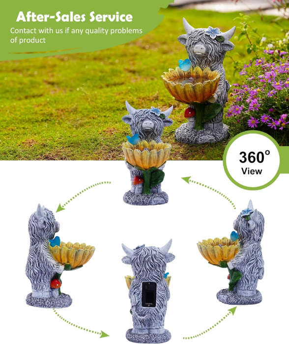 Decoratiune de gradina, terasa, balcon cu LED-uri si panou solar 25.3x13 cm, Vacuta [4]