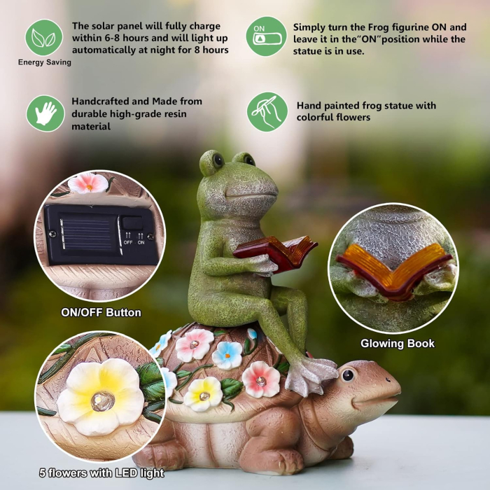 Decoratiune de gradina, terasa, balcon cu LED-uri si panou solar 19.5 cm, broscute [4]