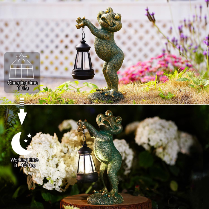 Decoratiune de gradina, terasa, balcon cu LED-uri si panou solar 25.8 cm, broscuta [5]