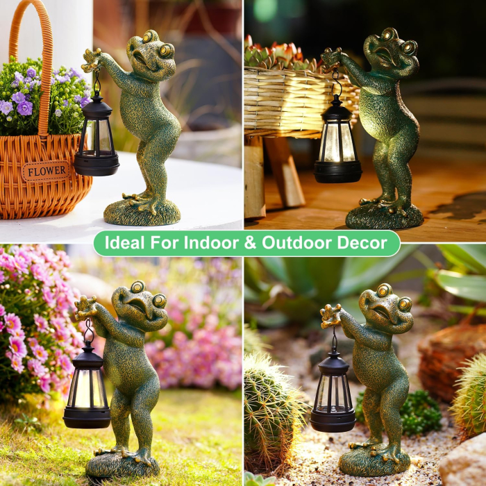 Decoratiune de gradina, terasa, balcon cu LED-uri si panou solar 25.8 cm, broscuta [6]