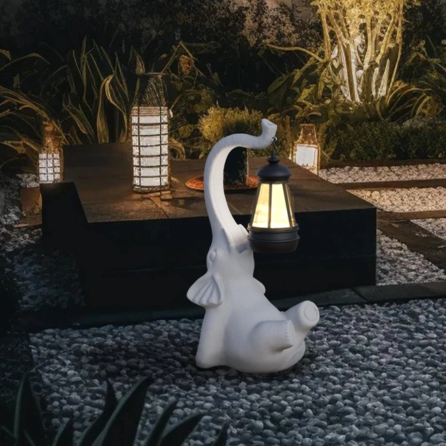 Decoratiune de gradina, terasa, balcon cu LED-uri si panou solar 40 cm, elefant [1]