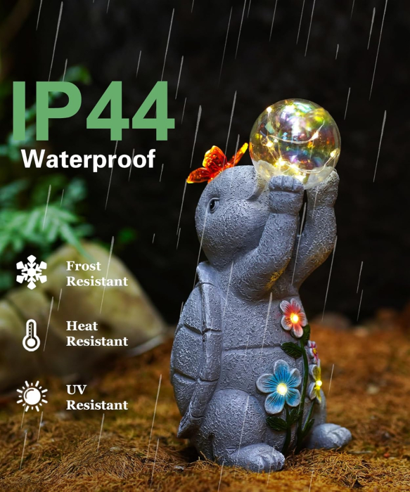 Decoratiune de gradina, terasa, balcon cu LED-uri si panou solar 26 cm, testoasa [6]