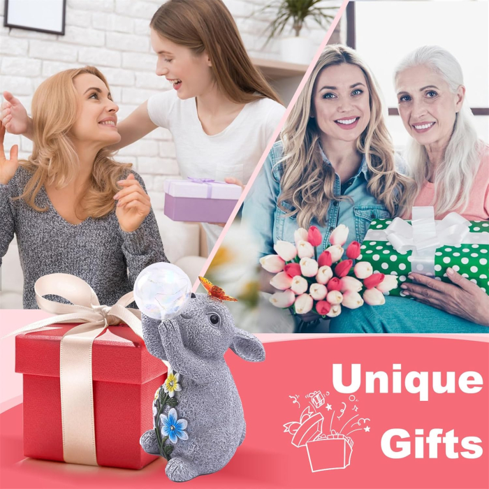 Decoratiune de gradina, terasa, balcon cu LED-uri si panou solar 26 cm, iepuras [2]