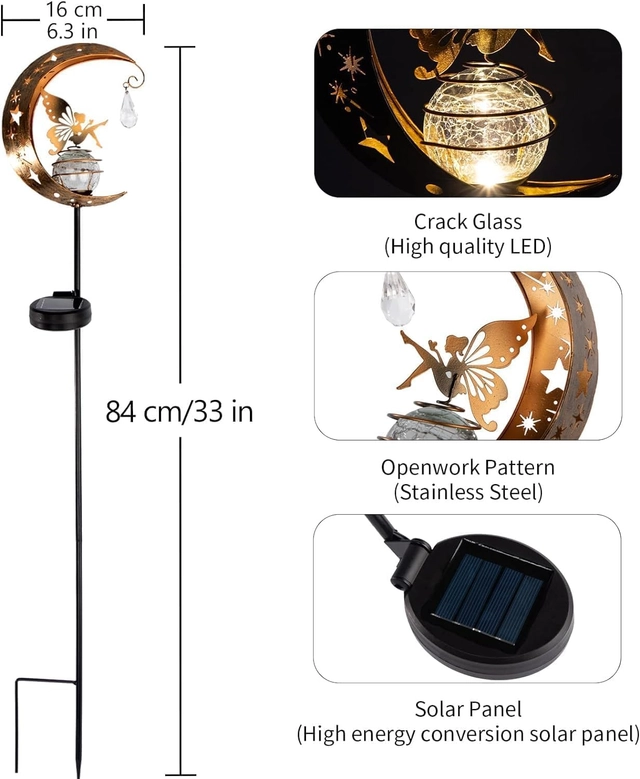 Decoratiune de gradina cu LED-uri si panou solar 84 cm, zana [2]