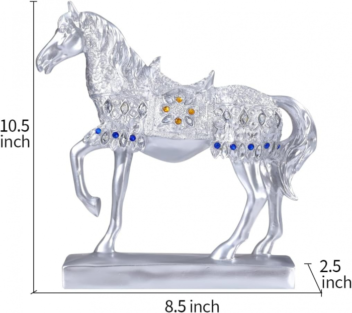 Decoratiune eleganta din rasina fina, bibelou reprezentand cal impodobil, 26x21,6 cm [6]