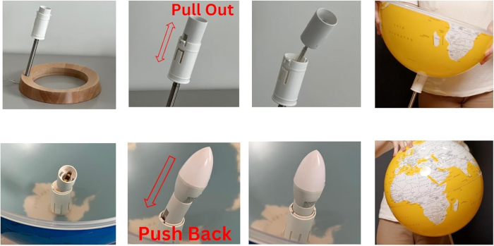 Glob pamantesc iluminat 33 cm pe suport de lemn [4]