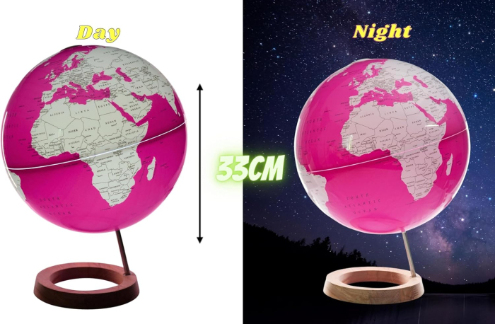 Glob pamantesc iluminat 33 cm pe suport de lemn [3]