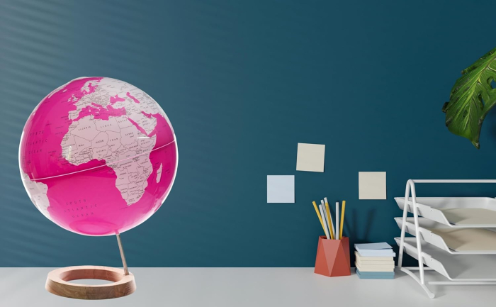 Glob pamantesc iluminat 33 cm pe suport de lemn [5]