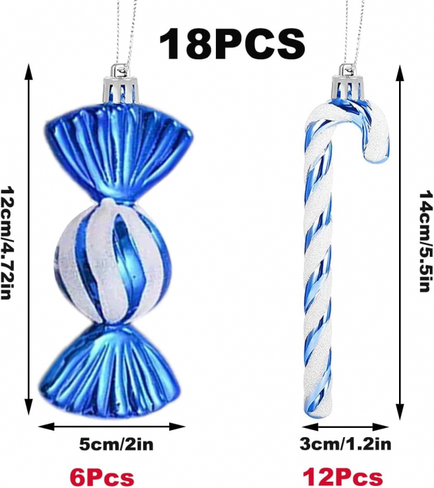 Decoratiuni pentru pom de Craciun 18 piese albastru [3]