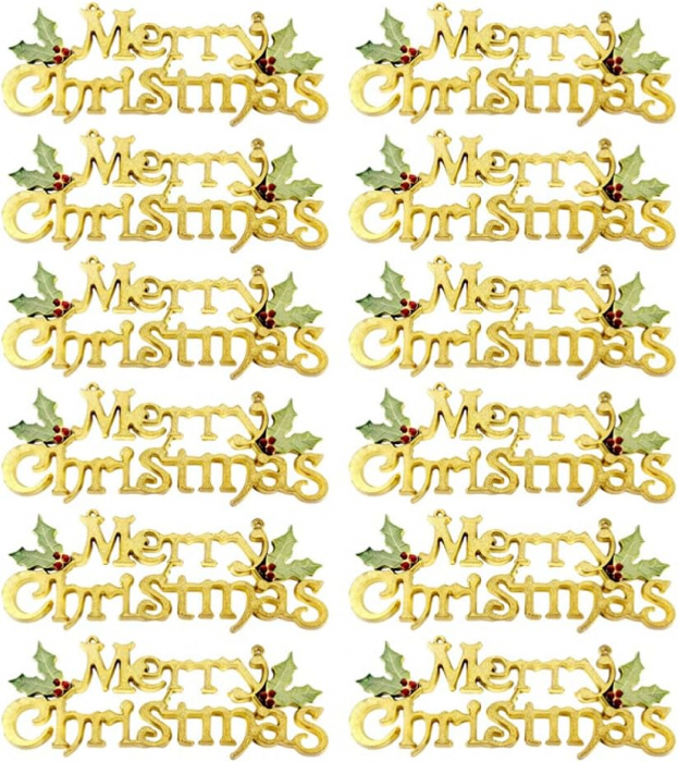 Decoratiuni pentru usi intrare casa " Merry Cristmas"- set 12 bucati [1]
