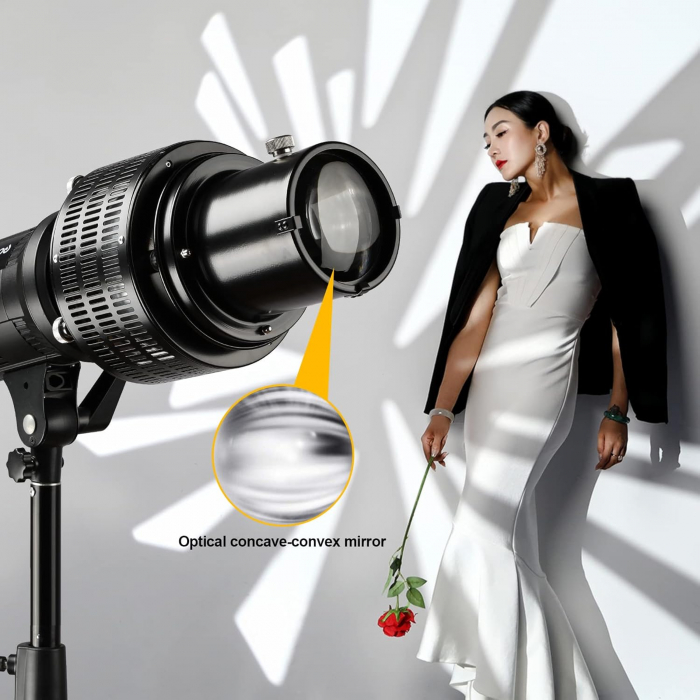 Difuzor de bliț cu reflector Snoot de focalizare cu montură Bowens din metal pentru fotografie cu efect artistic [4]