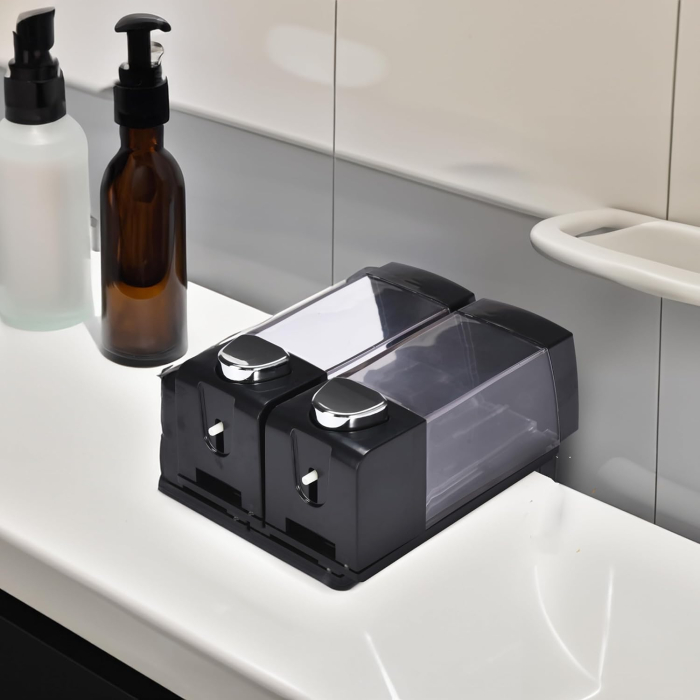 Dispencer de sapun pentru baie sau bucatarie 2x350 ml, instalare adeziva [6]