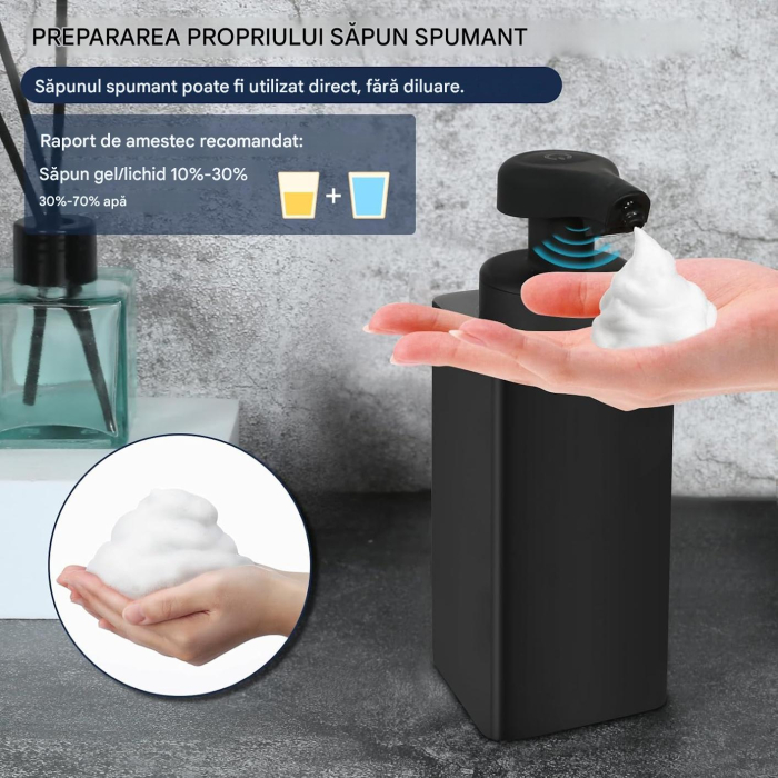 Dispencer automat de spuma din sapun, acumulator 1800 mAh, 450 ml [2]