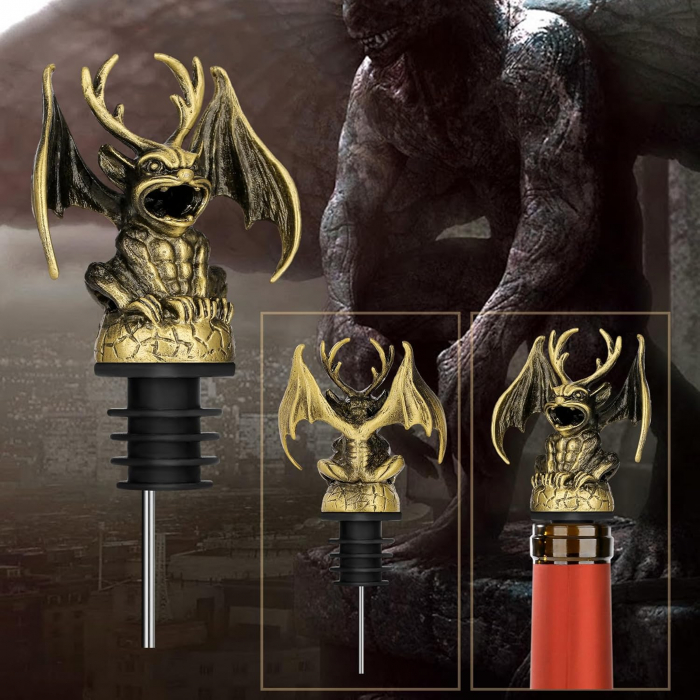 Dop pentru sticle de vin cu model, aeratoare, turnator, negru [5]
