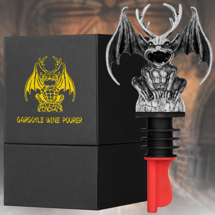 Dop pentru sticle de vin cu model, aeratoare, turnator, negru [3]