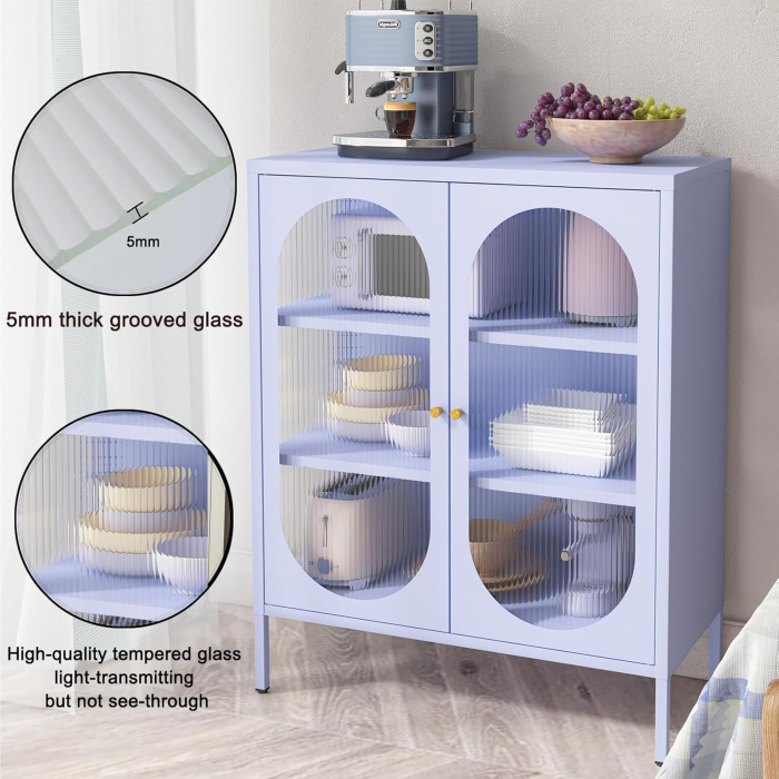 Dulap de metal cu picioare reglabile cu 2 usi si 3 rafturi Purple 90 x 80 x 35 cm [5]