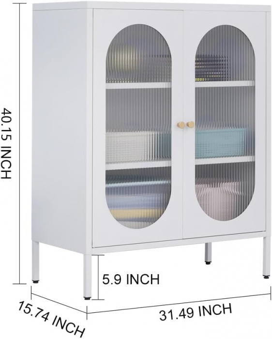 Dulap de metal cu picioare reglabile cu 2 usi si 3 rafturi Cream 90 x 80 x 35 cm [3]
