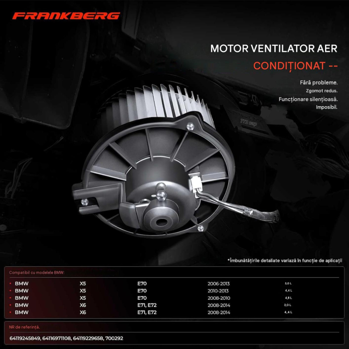 Motor Ventilator Habitaclu BMW X5 E70 / X6 E71 E72, 12V, 2 Pini, OEM 64116971108 [3]