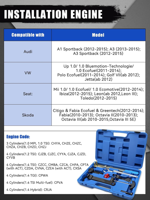 Kit Blocare Distribuție VAG EA211, 1.0-1.6 TSI/TFSI/TGI, Audi VW Skoda Seat [7]