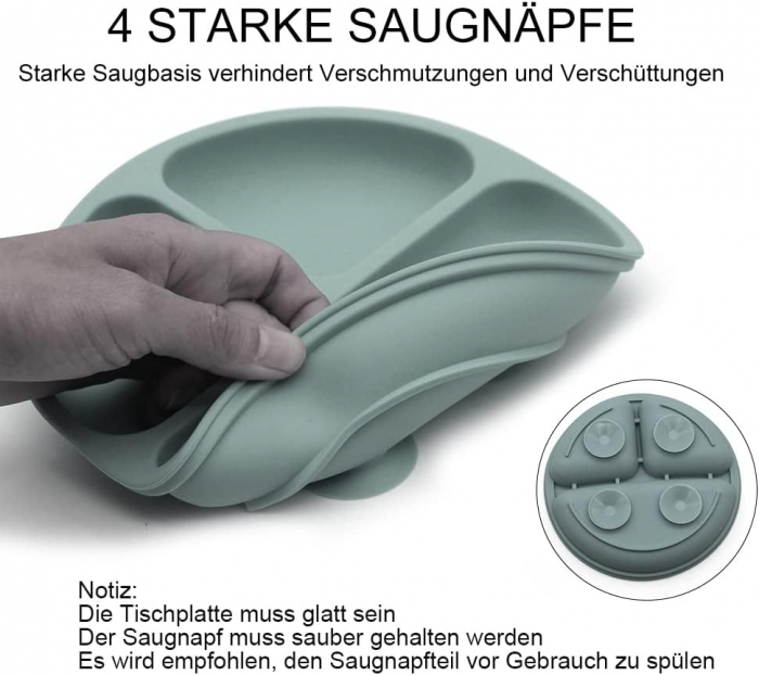 Farfurie din silicon pentru mancare copii mici, culoare gri [3]