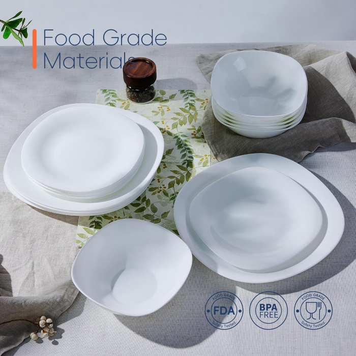Set de veselă din sticlă opal 18 piese compatibile mașina de spălat vase și cuptor cu microunde [3]