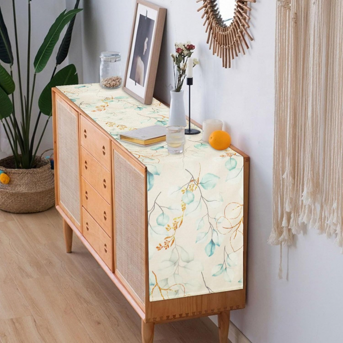 Fata de masa 30x180 cm cu 4 suporti farfurii model eucalipt [7]