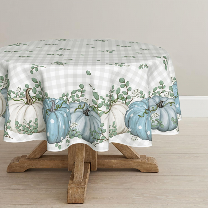 Fata de masa din fibre textile, rotunda, dovleci albastri, 140 cm [1]