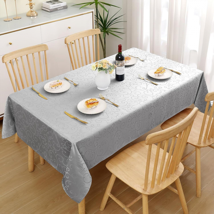 Fata de masa material textil, dreptunchiulara, gri cu model, 140x240cm , set 2 bucati [2]