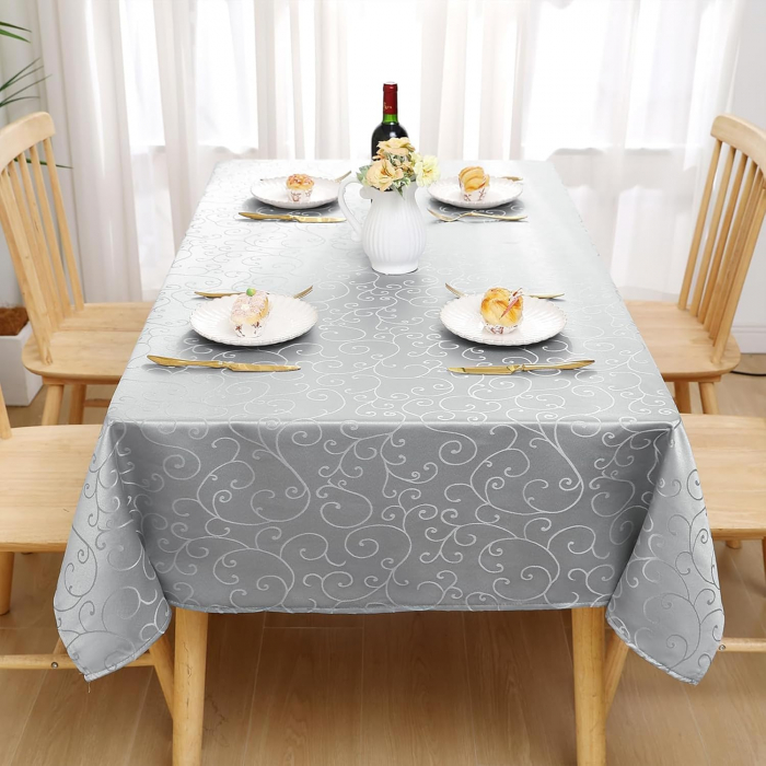 Fata de masa material textil, dreptunchiulara, gri cu model, 130x160cm , set 2 bucati [6]