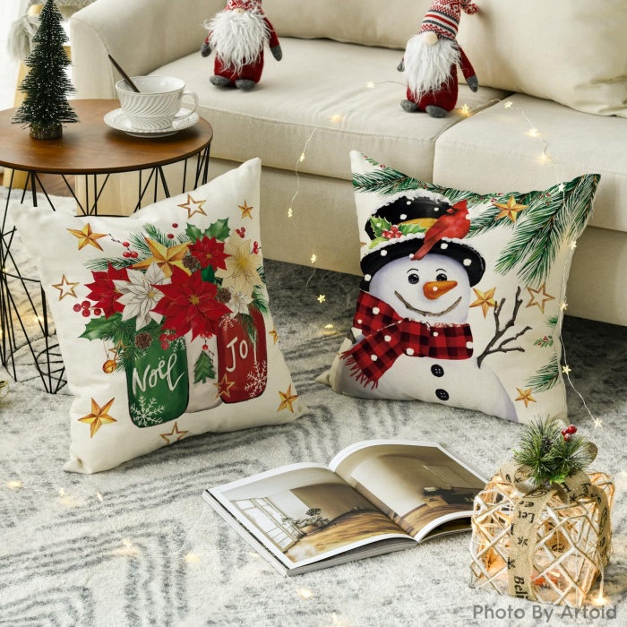 Fete de perini ornamentale, cu model de Sarbatori 45x45 cm set 4 bucati [4]
