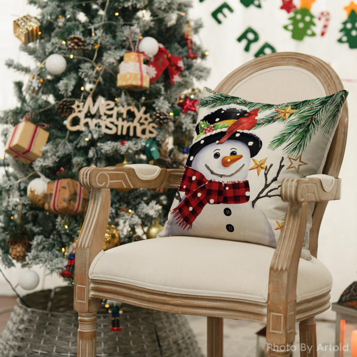 Fete de perini ornamentale, cu model de Sarbatori 45x45 cm set 4 bucati [7]