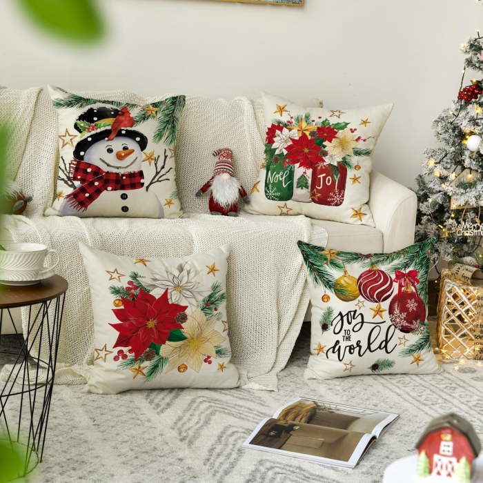 Fete de perini ornamentale, cu model de Sarbatori 45x45 cm set 4 bucati [2]