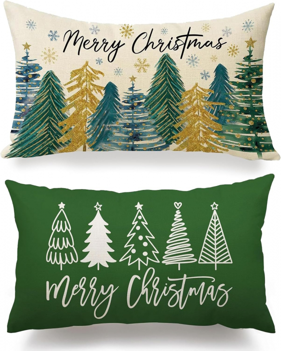 Fete de perini decorative 30x50 cm 2buc brazi verzi [1]