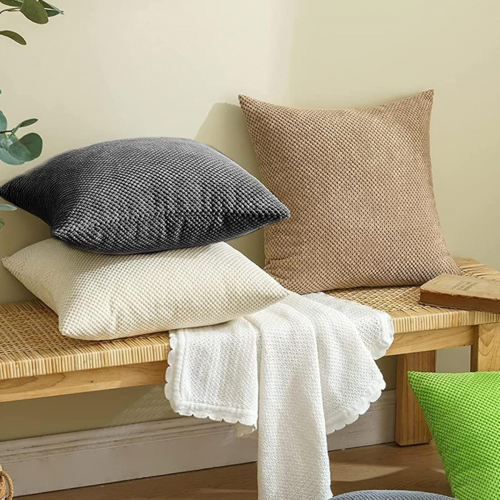 Fete de perini decorative 40x40 cm 2buc alb, fermoar Ascuns [6]